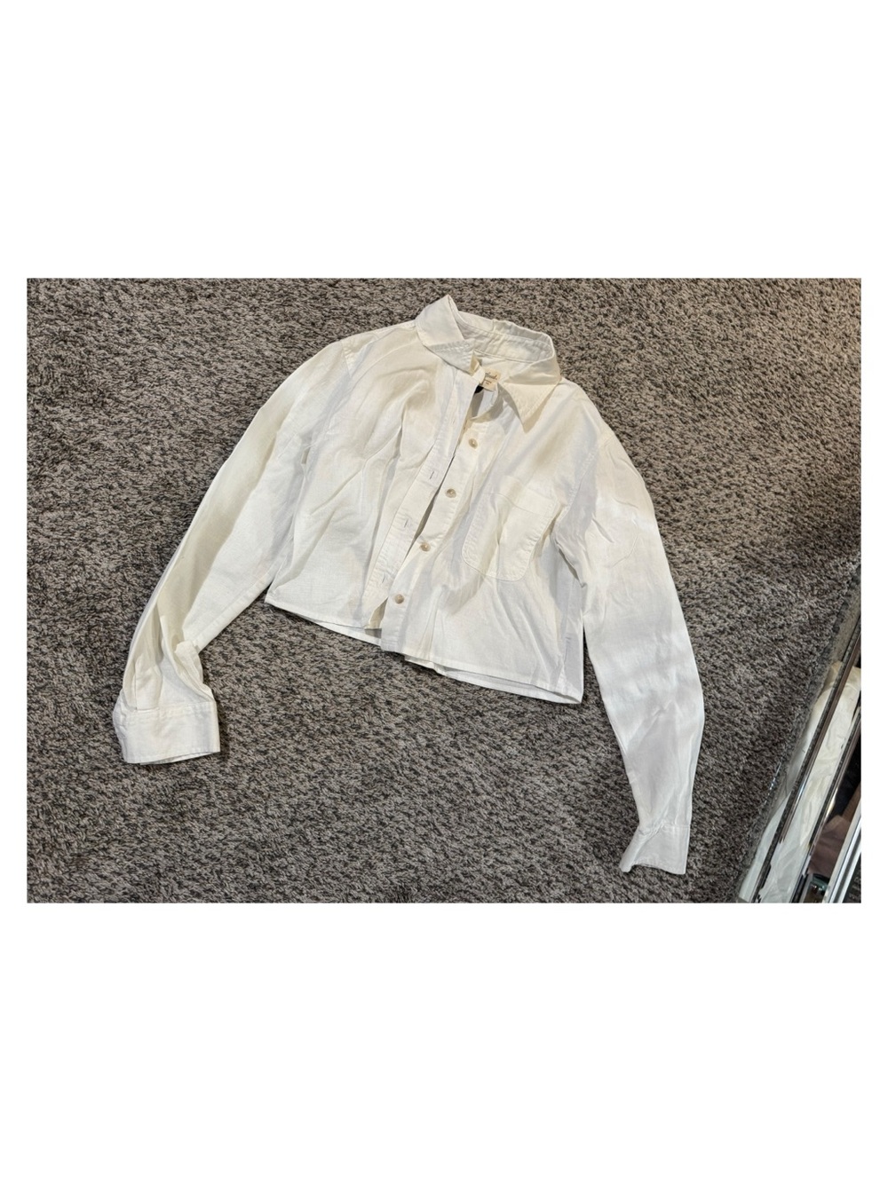 Cropped White Button-Up Shirt